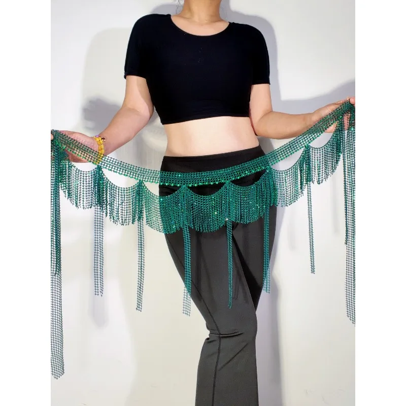 

Customized Belly Dance Belt Waist Chain Simi Tassel Hip Scarf Waist Scarf Handmade Mesh Diamond Shining 10 Diamond