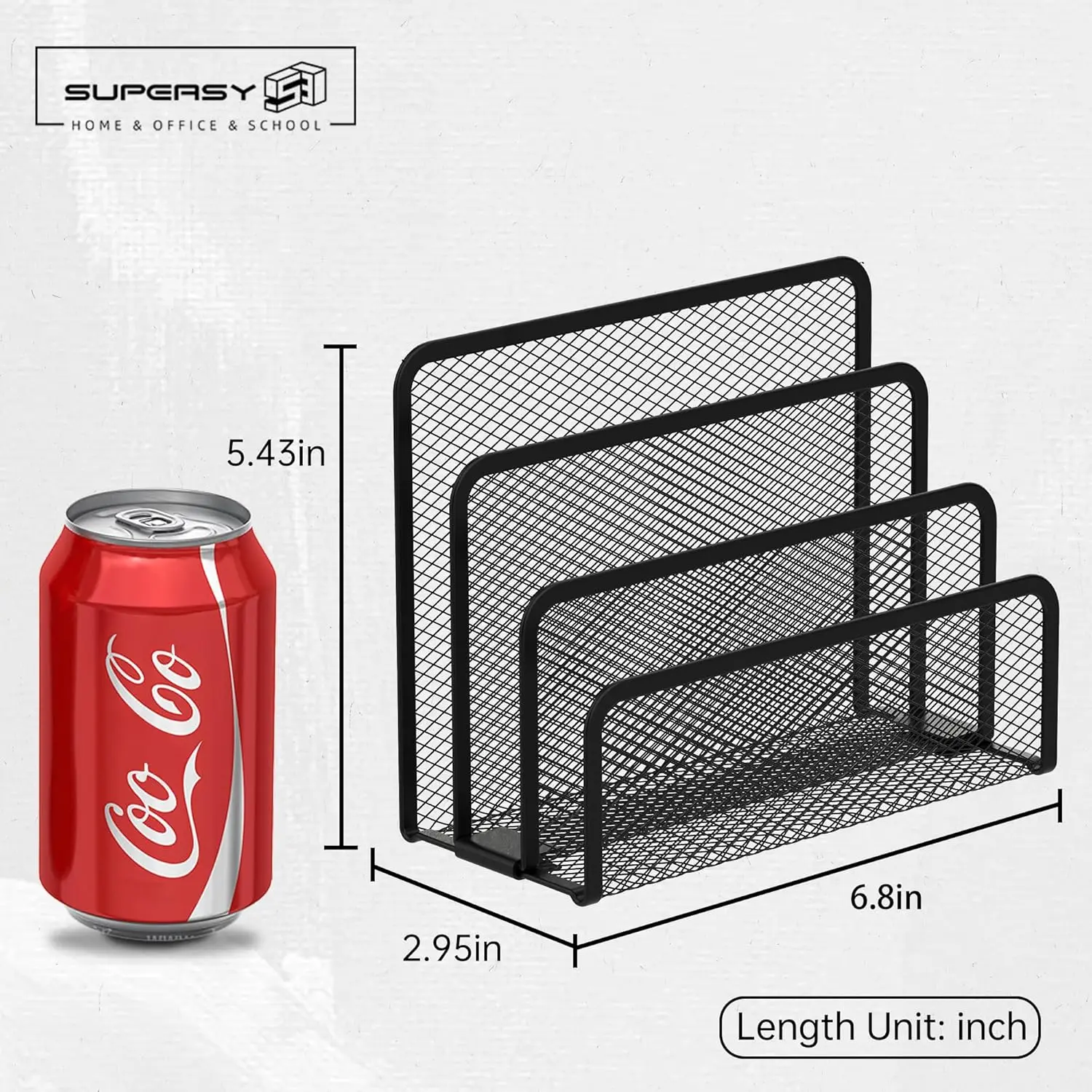 Mesh Metal Mail Organizer for Desk, 3-Slot Letter Sorter File Holder, Countertop Envelope Organizer for Office (Black) view 3