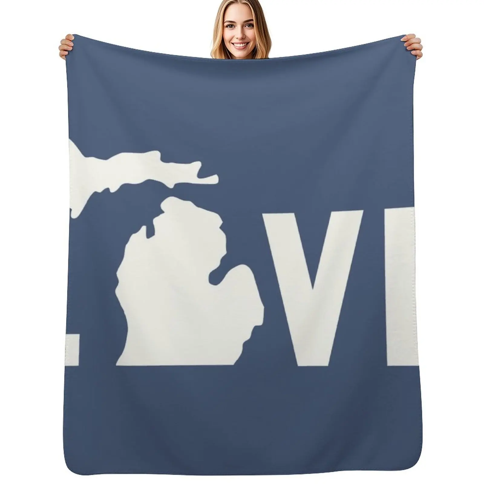 

Michigan Love - All White Throw Blanket For Baby heavy to sleep Giant Sofa Winter beds Blankets