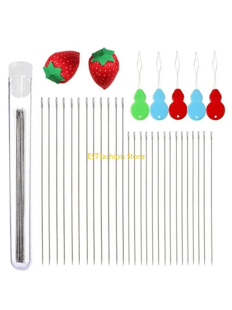 Y5GC 47 Pcs Beaded Needles Gourd-shaped Beading Needle Threaders Beaded Needles Set for Jewelry Making with Needle Bottles