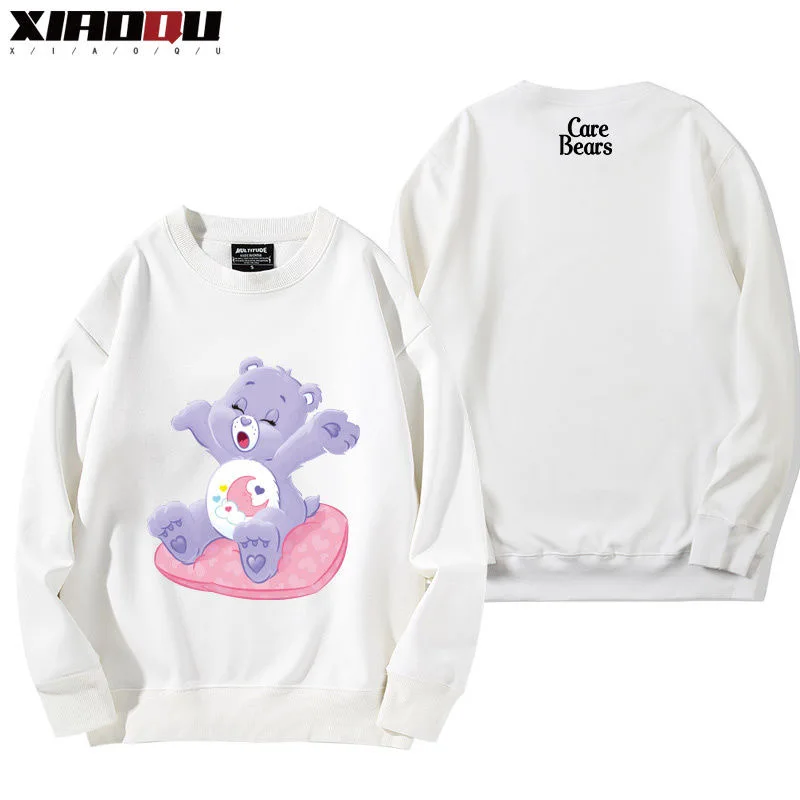 Cartoon Carebears Printed Hoodie 100% Cotton Rainbow Care Bears Pullovers Oversized Loose Sweatshirts Men Women Streetwear Tops