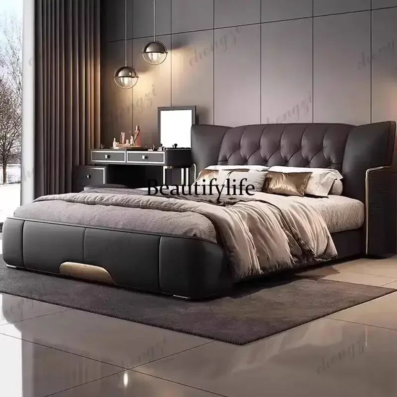 Decoration Luxury Double Bed Storage Minimalist Household Pliable Double Bed Wooden Accessories Cama Twin Furniture For HomeN138