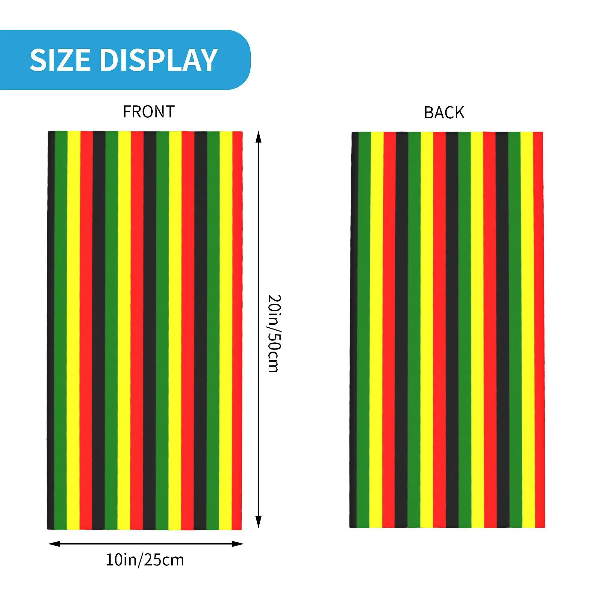 Custom Rasta Colors Red Green Gold Bright Colored Striped Bandana Neck Gaiter for Women Men Wrap Scarf Jamaican Balaclava Warmer