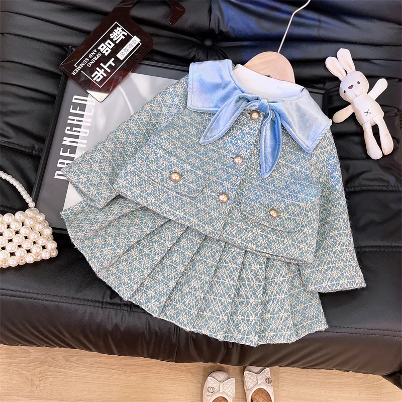 

Платье для девочек, комплекты одежды, весенне-осенние детские модные пальто, юбки, костюм принцессы из 2 предметов для детского праздничного костюма, детская шерстяная одежда