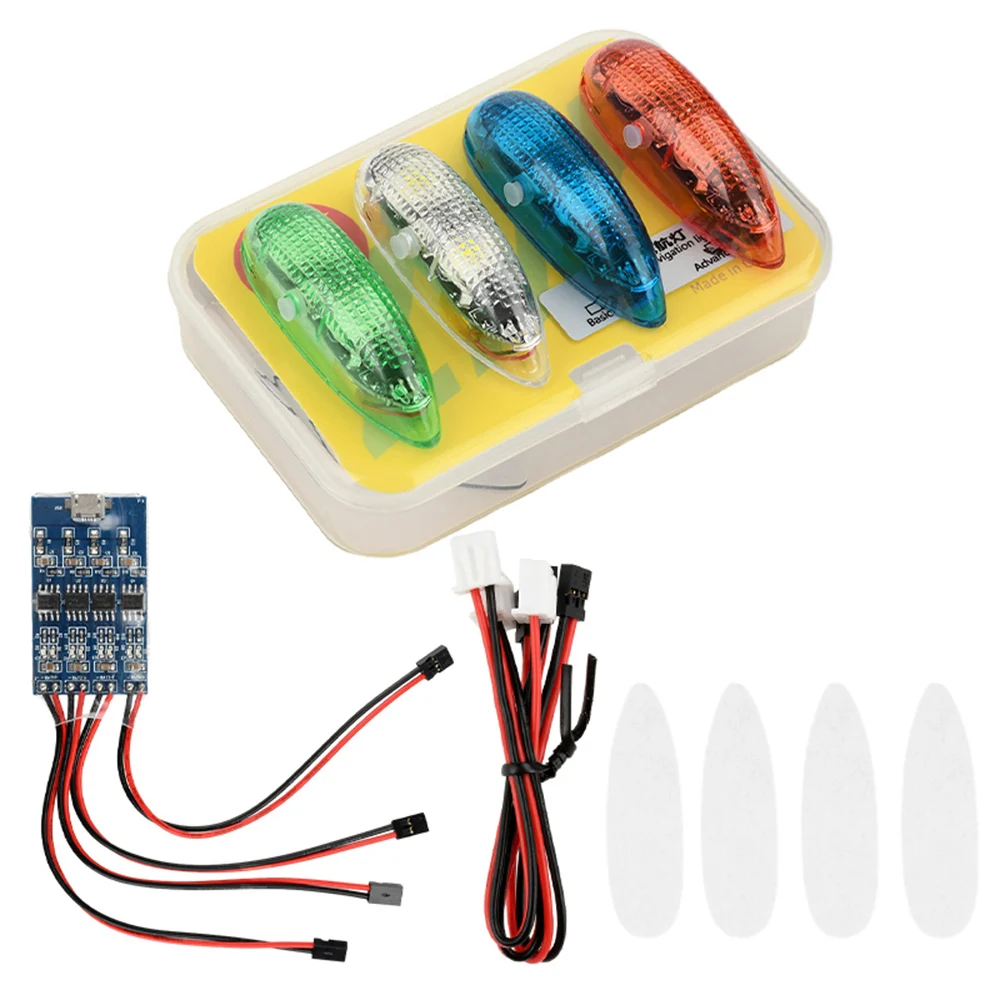 Wireless Simulation Navigation Light 1S Rechargeable 4 Modes LED Lights for RC fixed-wing Aircraft UAV FPV Drone Toy
