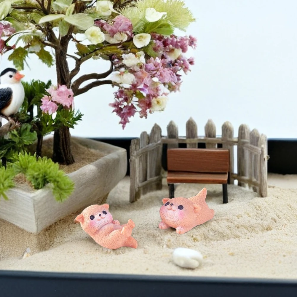 

8 Pcs Micro Landscape Fairy Garden Cake Cartoon Otters Crafts Accessories s Statue