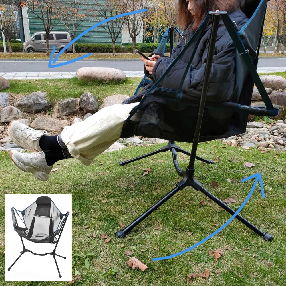 2021 Hotsale Factory Price High Quality Outdoor Swinging Rocking Recliners Folding Camping Chair with Bag