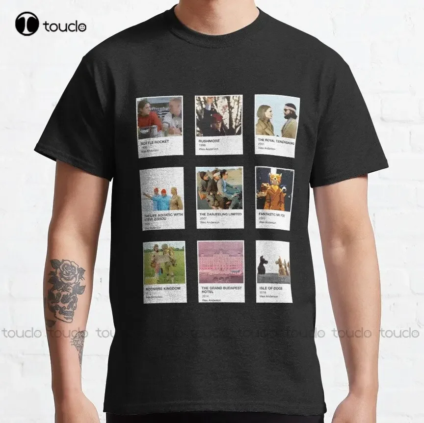 Pantone Wes Anderson In A Black Background Classic T-Shirt Mens Tshirts Short Sleeve Xs-5Xl Streetwear Unisex Christmas Gift