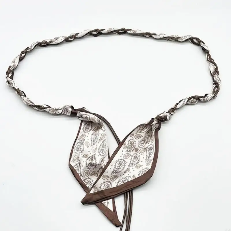 Bohemian Braided Belt  Waist Rope With Wooden Beads Waistband 