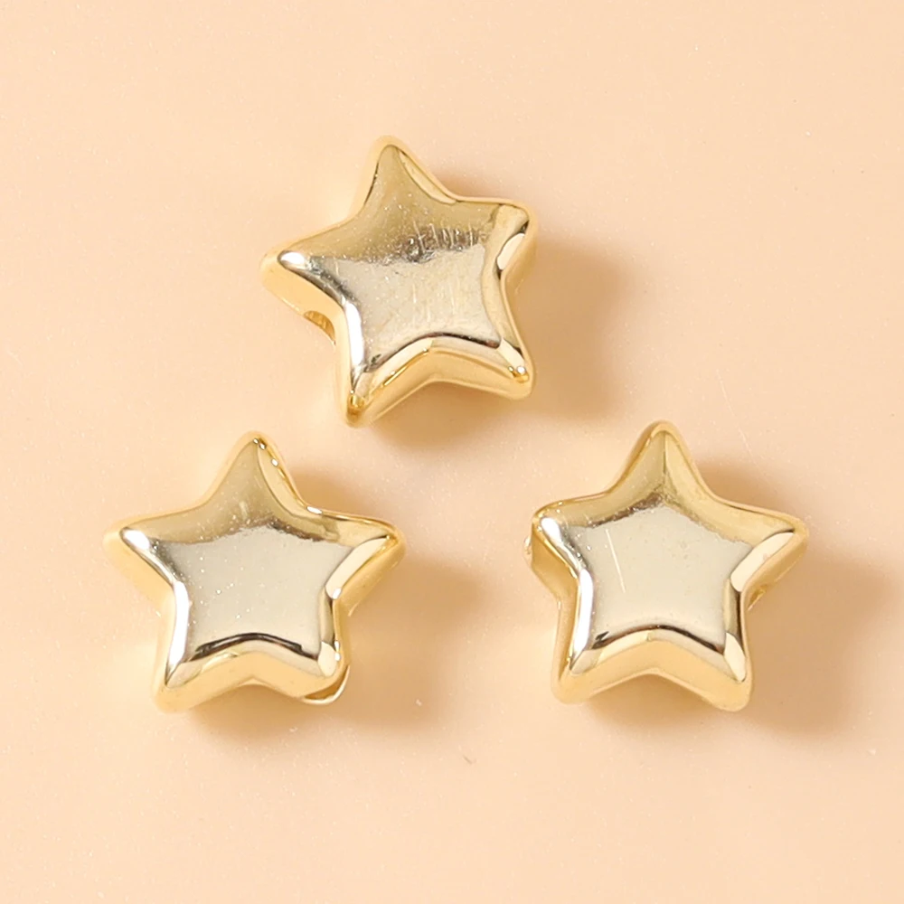 Leslie 50 Stück 9*10mm Gold Silber Farbe CCB Stern-Anhänger Perlen für Schlüsselanhänger Handgemachte DIY Stern-Anhänger Sommer Strand Schmuck Geschenk – Detail 3
