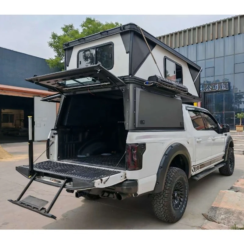 Affordable Short Bed Compatible Design With Roof Vent and Side Pop Out Windows Truck Topper