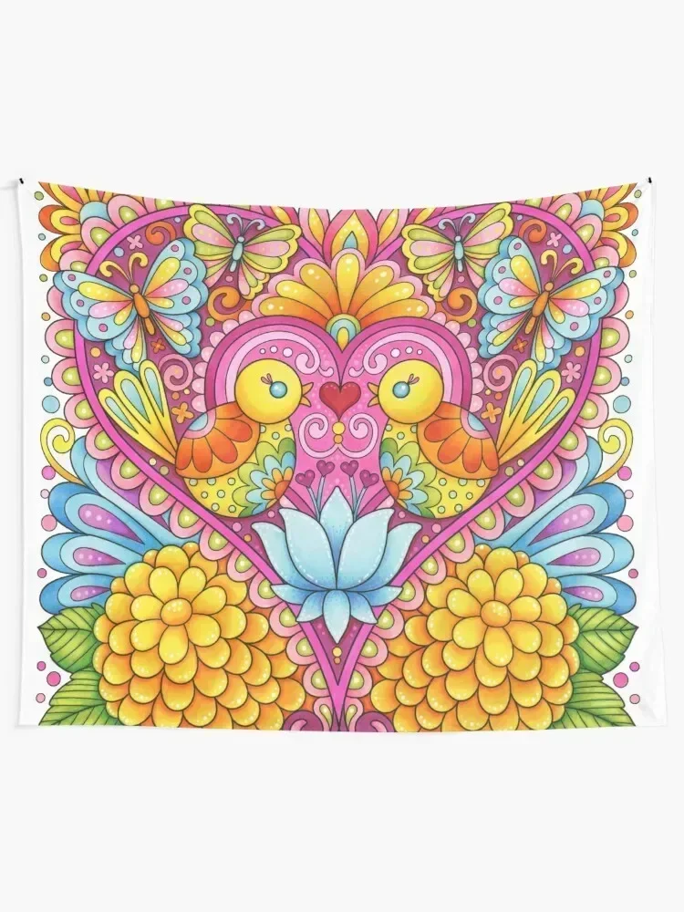 Heart with Birds and Flowers - Art by Thaneeya McArdle Tapestry Aesthetic Room Decors Home And Comfort Decor Decor Home Tapestry