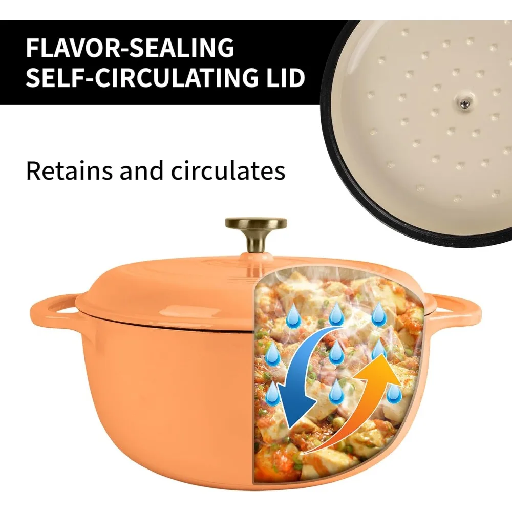 فرن هولندي من الحديد الزهر بيضاوي غير لاصق بسعة 2 لتر لخبز الخبز - مثالي للعشاء المخمر والرغيف والمزيد #4