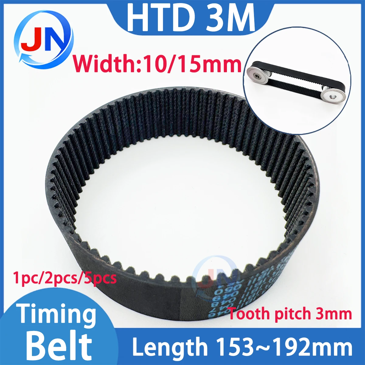 HTD 3M Belt Width 6mm Closed Loop Rubber Timing Belt Length 153 156 159 162 165 168 171 174 177 180 183 186 189 192mm HTD3M Belt