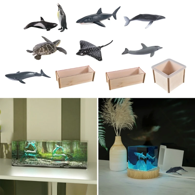 Deep Square Epoxy Resin Mold Transparent Cube Silicone Mold Sea Creature Resin Filler for DIY Micro Landscape Decoration