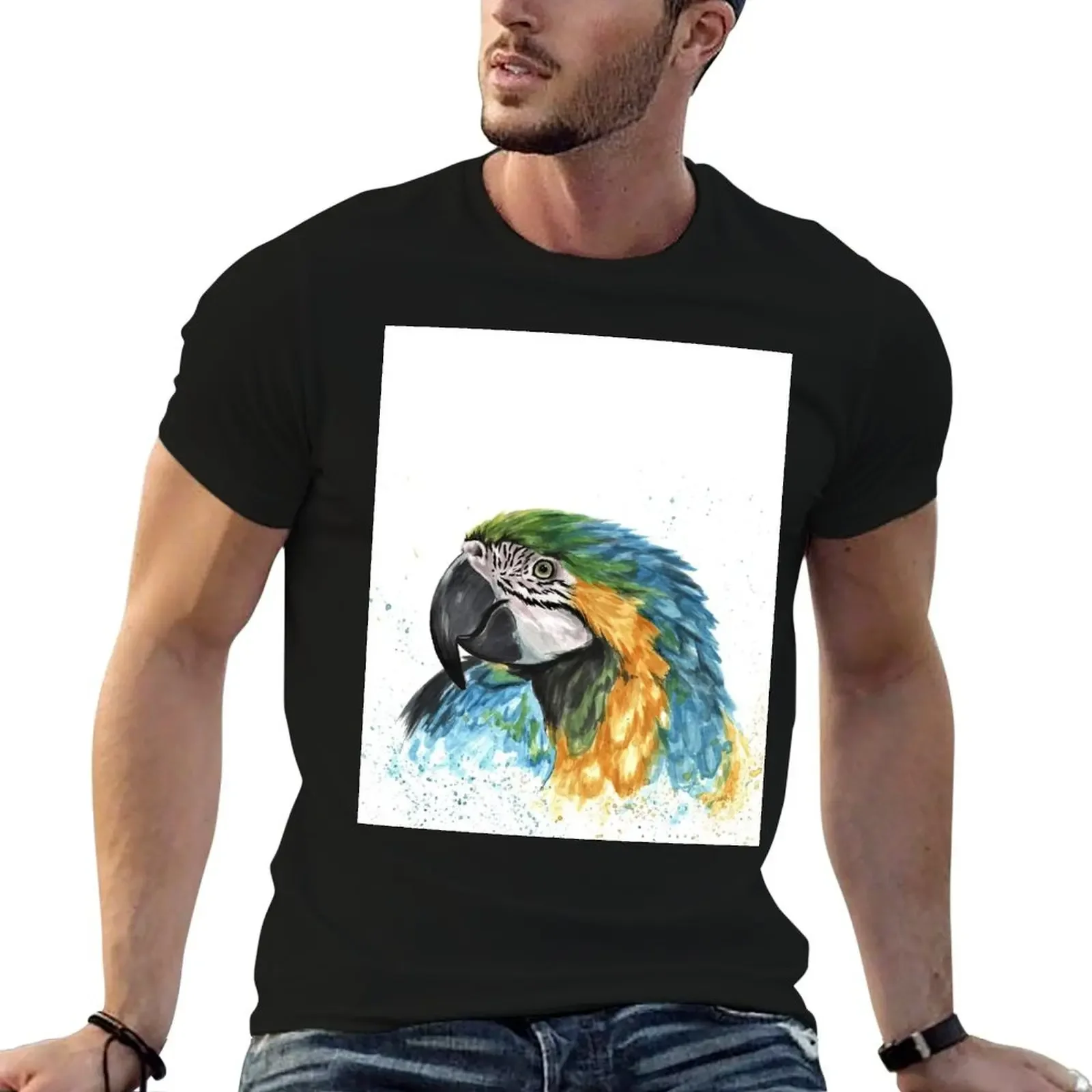 Blue macaw T-Shirt anime aesthetic clothes summer top men t shirts