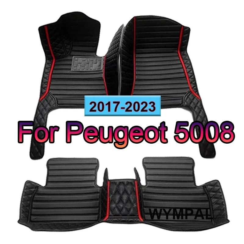 Car Floor Mats For Peugeot 5008 Seven Seats 2017-2023 18 19 20 21 22 23 Custom Auto Foot Pads Carpet Cover Interior Accessories