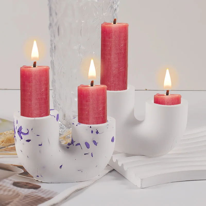 U Shaped Candlestick Silicone Mold DIY Arch Candle Holder Crafts Gifts Making Plaster Epoxy Resin Casting Molds Home Decoration