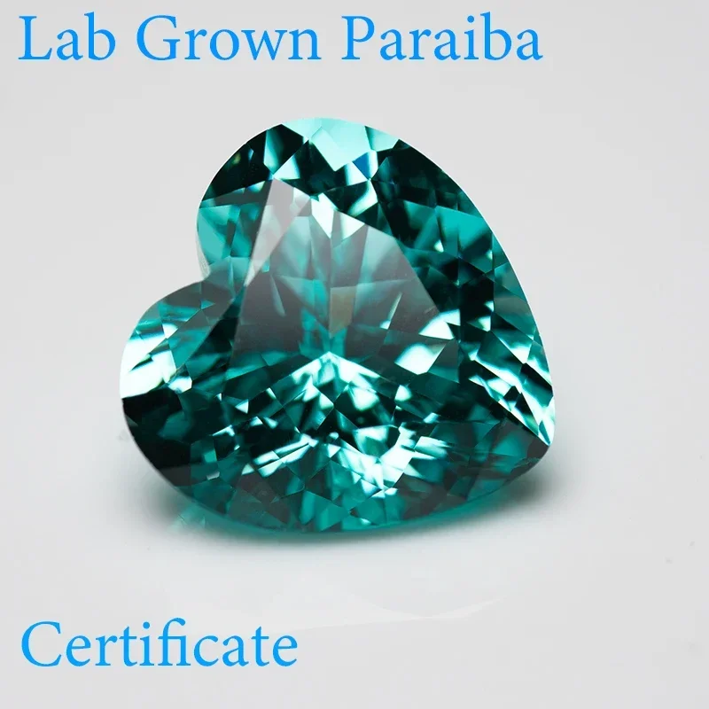 

Lab Grown Sapphire Paraiba Heart-shaped VVS1 Charms Diy Advanced Jewelry Making Materials Selectable AGL Certificate