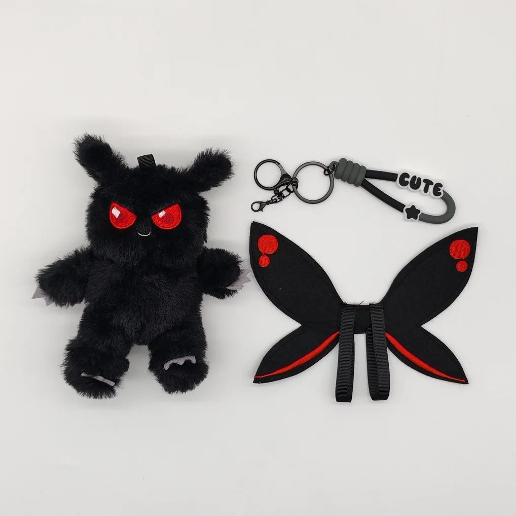 뜨거운 18cm Mothman 봉제 인형 키 체인 펜던트 날개 크리 에이 티브 룸 장식 플러시 장난감 어린이 생일 할로윈 선물