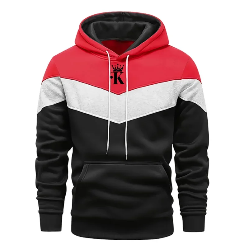 الخريف الشتاء الرجال هوديس الطباعة بلوزات ثلاثية الألوان عادية في الهواء الطلق الرياضة الركض ملابس رجالي عالية الجودة الشارع القمم