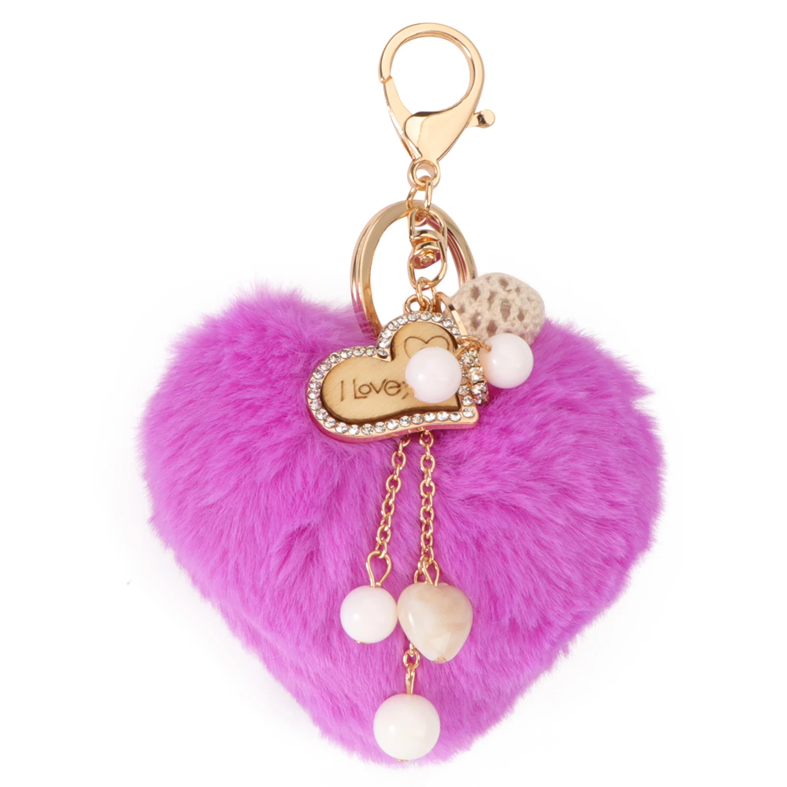 

Plush Keychain Pendants Decor​​​​​​​ Heart Rhinestones Holder Alloy Miss Fob