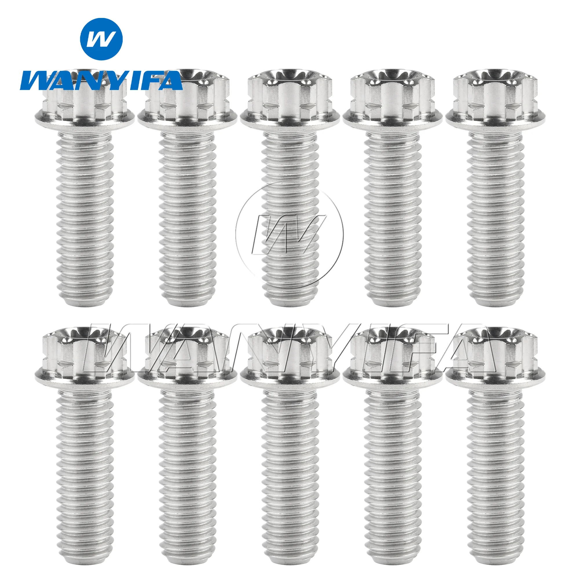 Wanyifa Titanium Bolt M10x15~90mm Small Flange Torx T50 Head Screw Pitch 1.25/1.5mm For Motorcycle Parts 10pcs