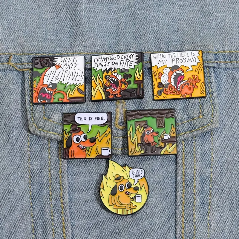 This Is Not Fine Enamel Pins Custom Cartoon Anime Fire Elf Dog Brooches Lapel Backpack Badge Jewelry Gifts For Fans Friends image 2