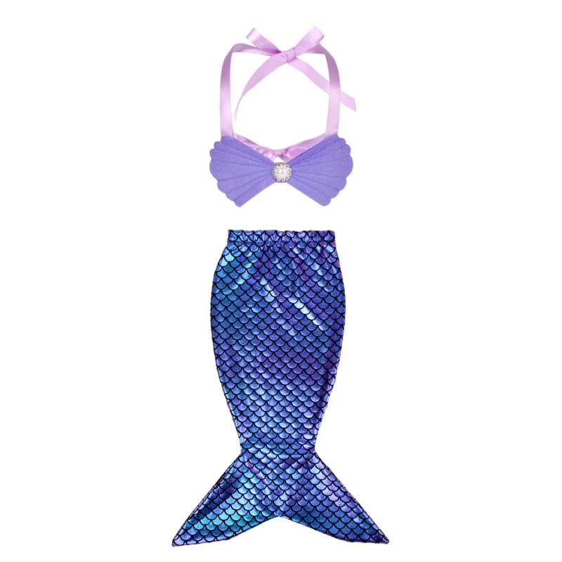 Disfraz de sirena con escamas holográficas de arcoíris, top de perlas suaves, accesorios para fotos de playa, fiesta de cumpleaños, disfraz para sesión de fotos de Halloween