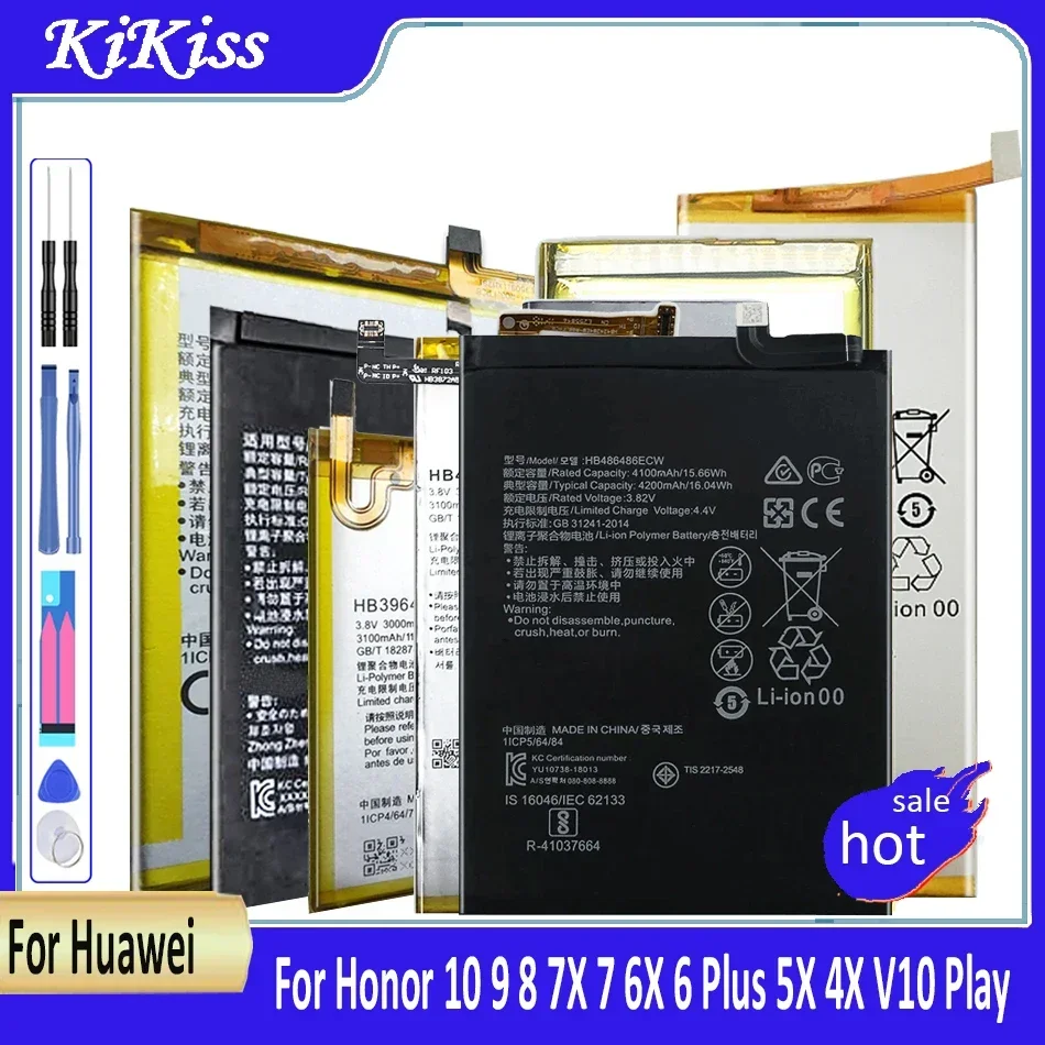 Battery for Huawei P9 G9 P8 Lite P10, For Honor 10 9 8 7X 7 6X 6 Plus 5X 4X V10 Play Nova 3 Mate 20 Pro 30 S Batteries