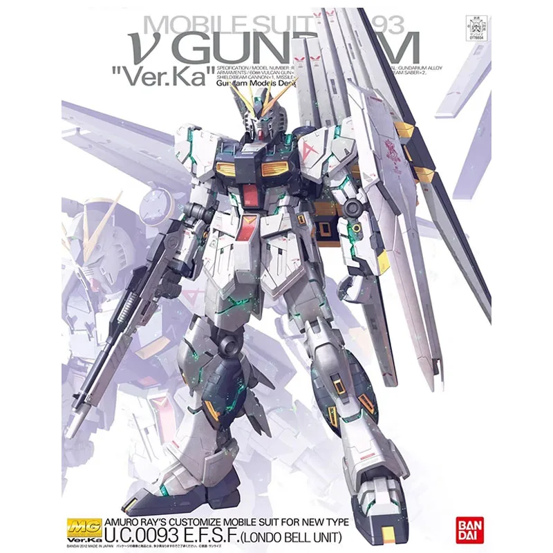 Bandai-figuras de acción de Gundam, modelo MG 1/100 RX-93 VGundam VER.KA Nu, modelo de ensamblaje ABS, Robot Mecha, juguetes, regalo de cumpleaños, 23CM