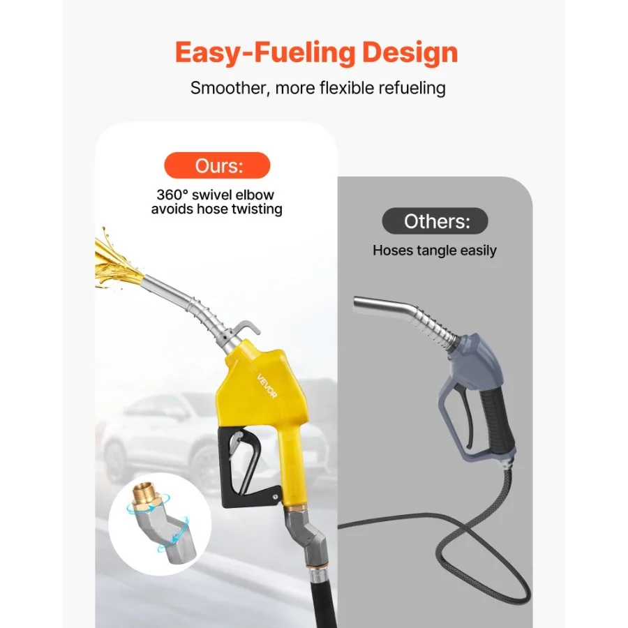 Ugello carburante automatico NPT da 3/4 pollici con portata massima girevole 11,8 GPM Ugello pompa gas diesel con spegnimento automatico con grilletto a 3 velocità L