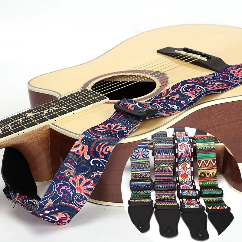 Fashion Adjustable Guitar Strap Ethnic Style Shoulder Strap for Ukulele Bass Electric Acoustic Guitar Folk Guitar Accessories