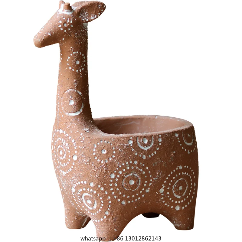 

Giraffe cement flower pot fun flower device decorative ornament