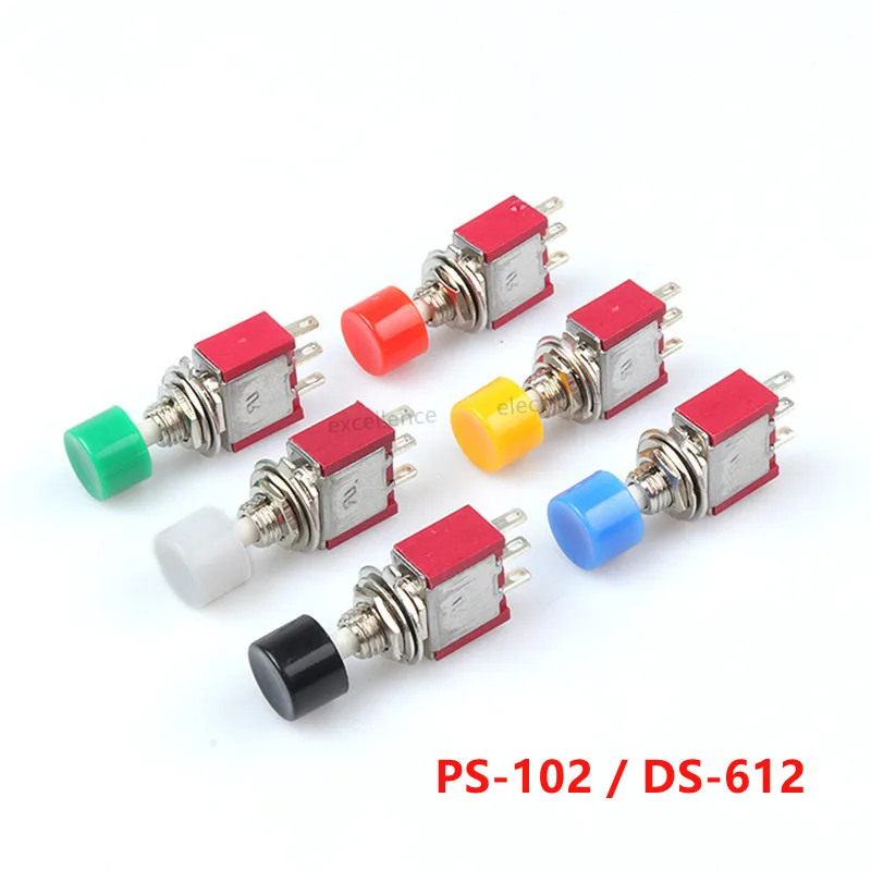5 sztuk PS-102 DS-612 3Pin 6mm Mini chwilowy automatyczny powrót przełącznik wciskany ON-(ON) 2A 250VAC/5A 120VAC przełączniki dźwigniowe