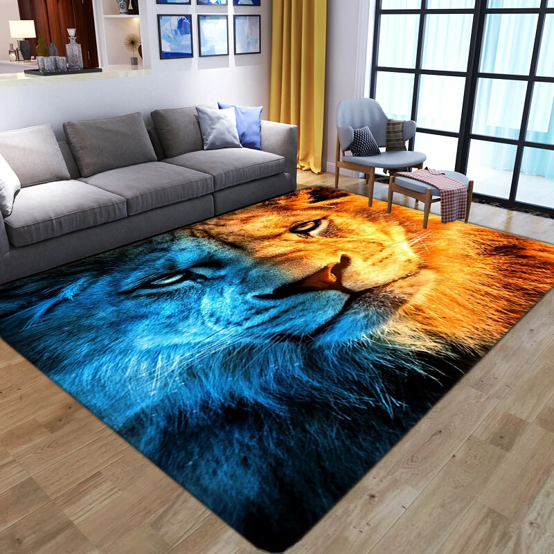 

Lion Pattern 3D Floor Mat Creative Animal Big Carpets For Living Room Bedroom Decor Soft Sponge Children Play Non-slip Area Rugs