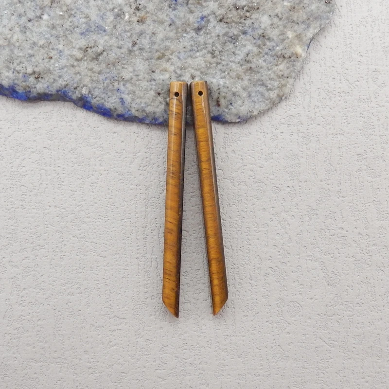 

Натуральный камень тигровый глаз, длинные серьги, бусины 56x4 мм, 4,9 г, модный ювелирный аксессуар для рукоделия