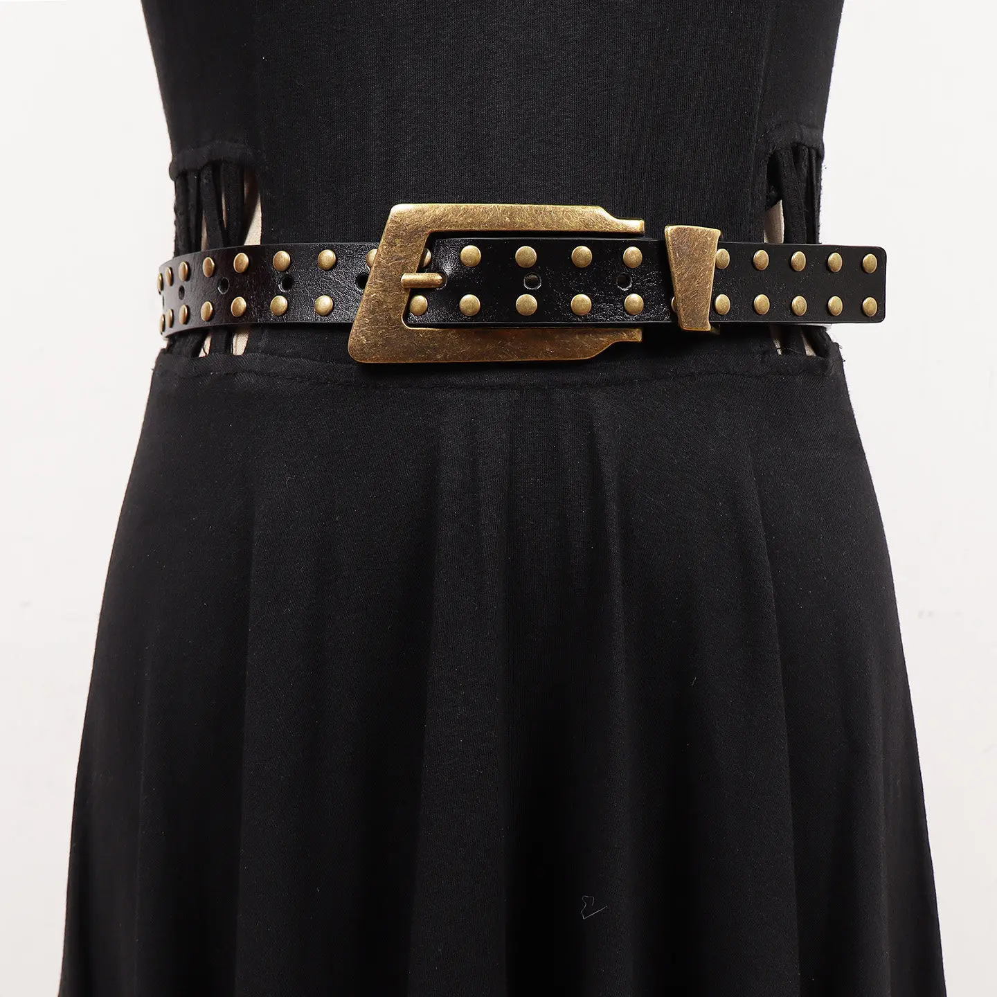 

Элитный дизайнерский винтажный ремень в стиле ковбойки с заклепками для женщин, для джинсов и платьев, коричневый широкий корсетный ремень для зимы, идеальный подарок