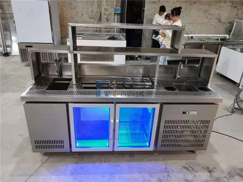 High Quality For Customized Refrigerator Working Table Counter Bar Bubble Tea Refrigerate Counter Bar Frozen Milk Tea Counter