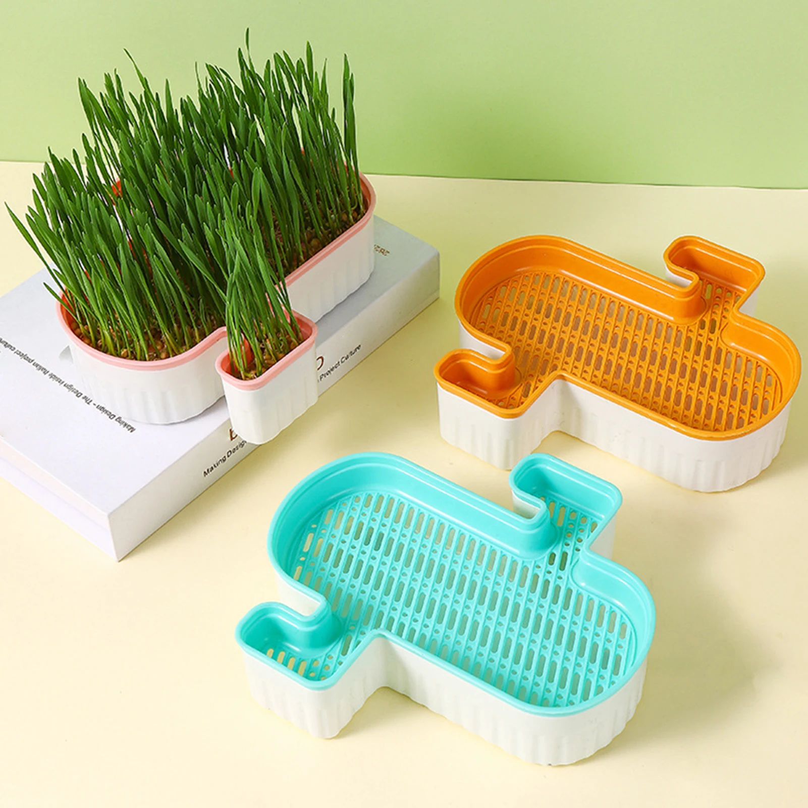 

Hydroponic Cat Grass Planter Plastic Cat Grass Planting Box Soilless Catnip Grass Growing Kits for Cats Pet Accessories