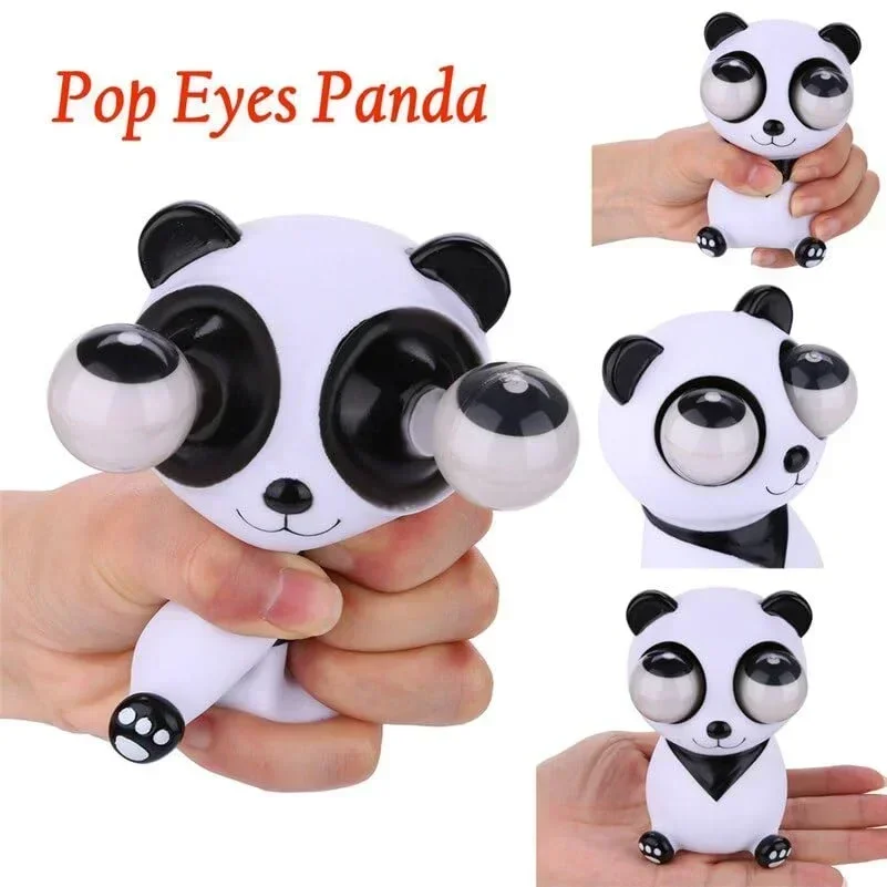 Funny Grass Worm Pinch Toy Panda  Stress Relief Fidget Decompression Toy  Eyes Squeeze Toys Relieve Anxiety Stress Relief Slug