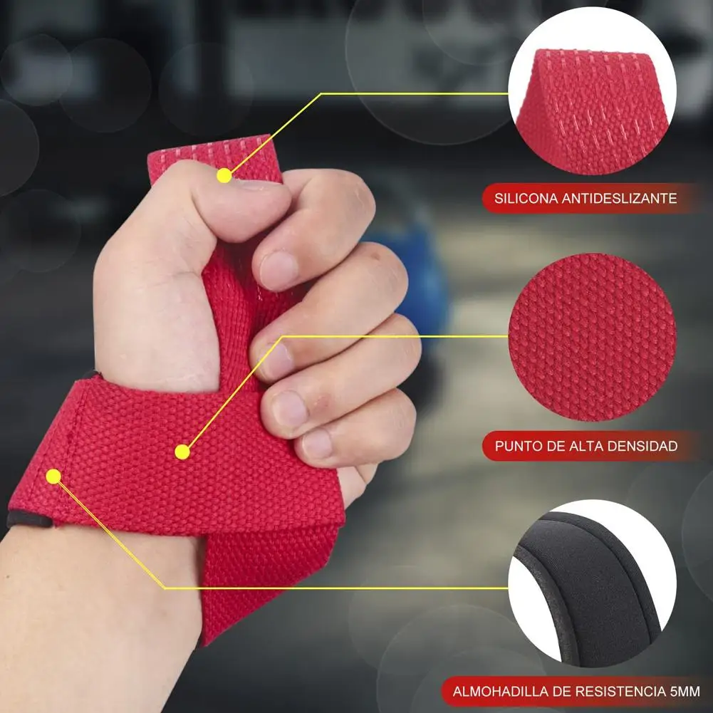 Weight Lifting Wrist Straps Strength Training Lift Exercise Wrist Wrap Anti-Slip Adjustable Gel Grip Band Fitness Bodybuilding