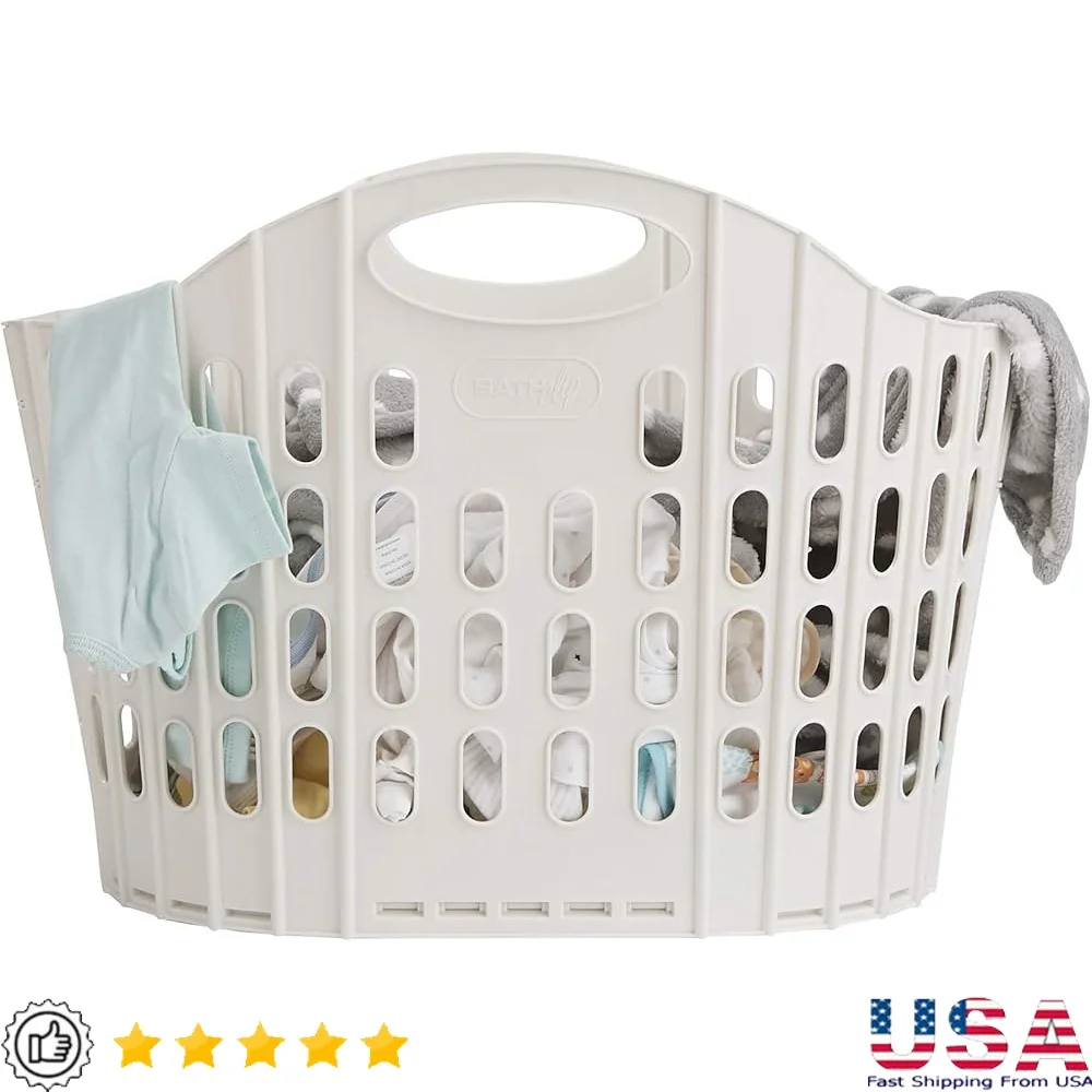 

38L Collapsible Laundry Basket Lightweight Durable Foldable Storage Hamper Multi-Purpose Plastic Home Bathroom Bedroom