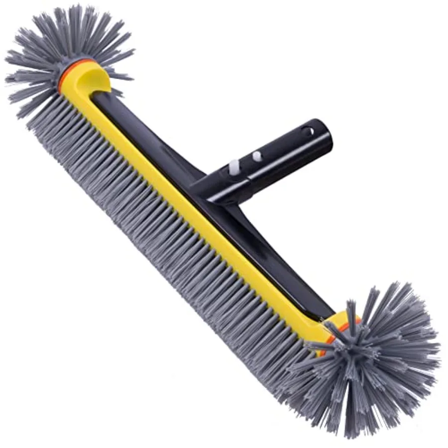 

Pool Brush Head with Round Ends, Heavy Duty Pool Brushes for Cleaning Pool Walls, Floors Steps Corners, 17.5 Pool Brush with St