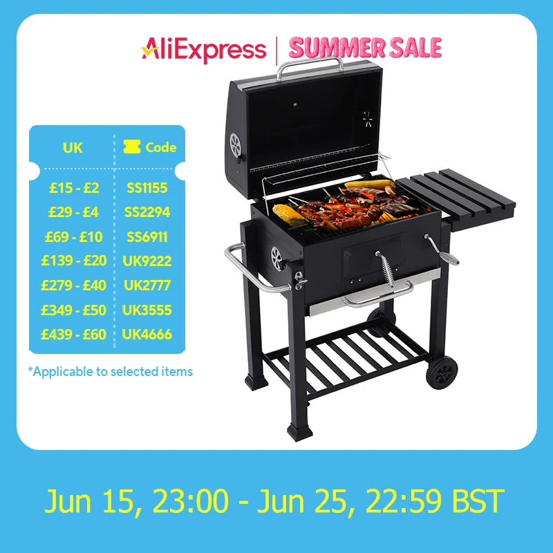 Holzkohle grill im Freien mit tragbarem Wagen garten grill für Outdoor, Party, Garten, Terrasse