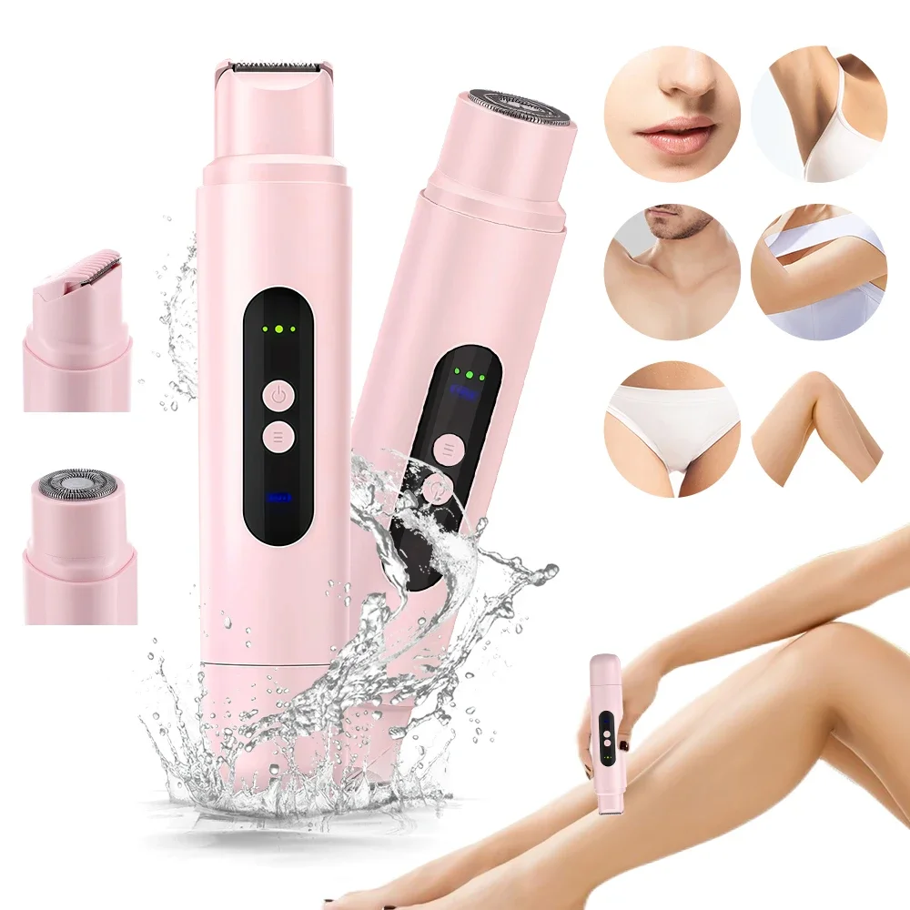 

2 in 1 Electric Hair Trimmer Removal Dual Blade Head Painless Epilator Face Body Bikini Underarm Stainless Steel Ceramic Blade