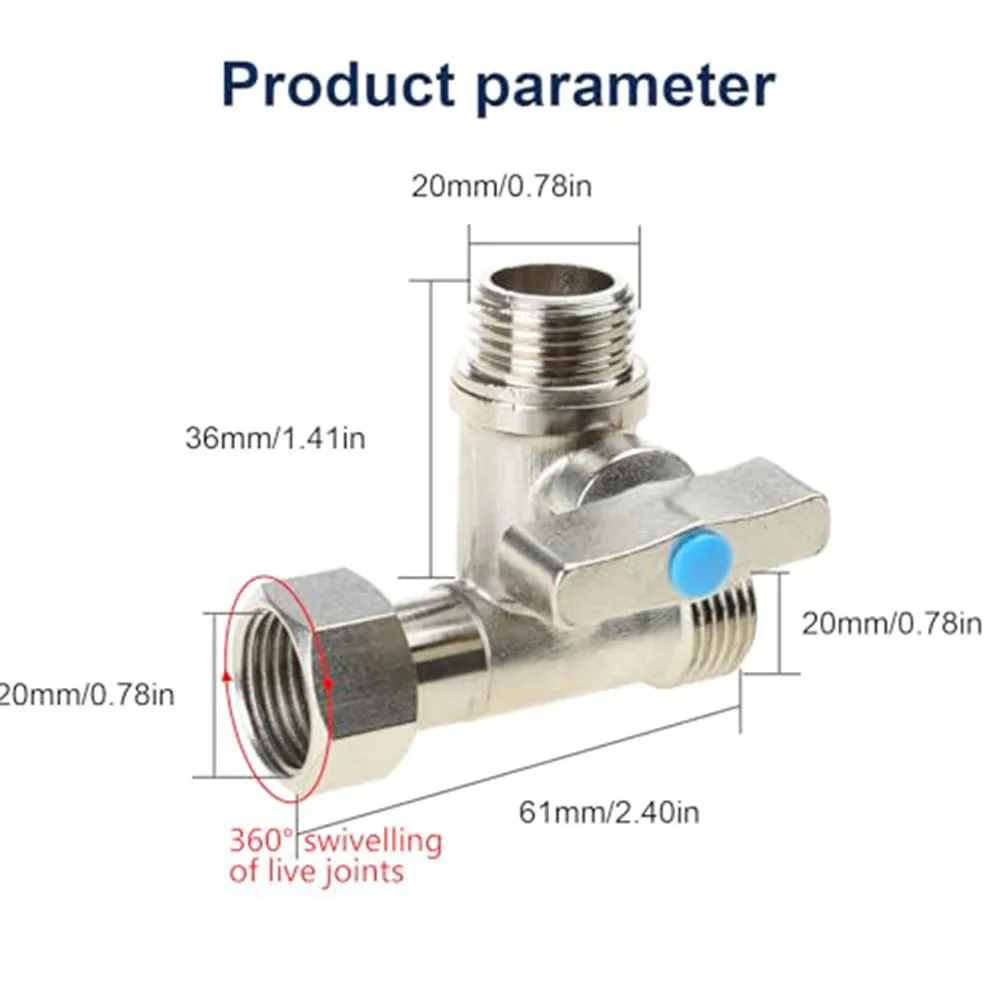For Water Heaters Water Splitter 3-way Copper Valve Easy Install Copper Valve Tool Water Connector 4-point Three-way
