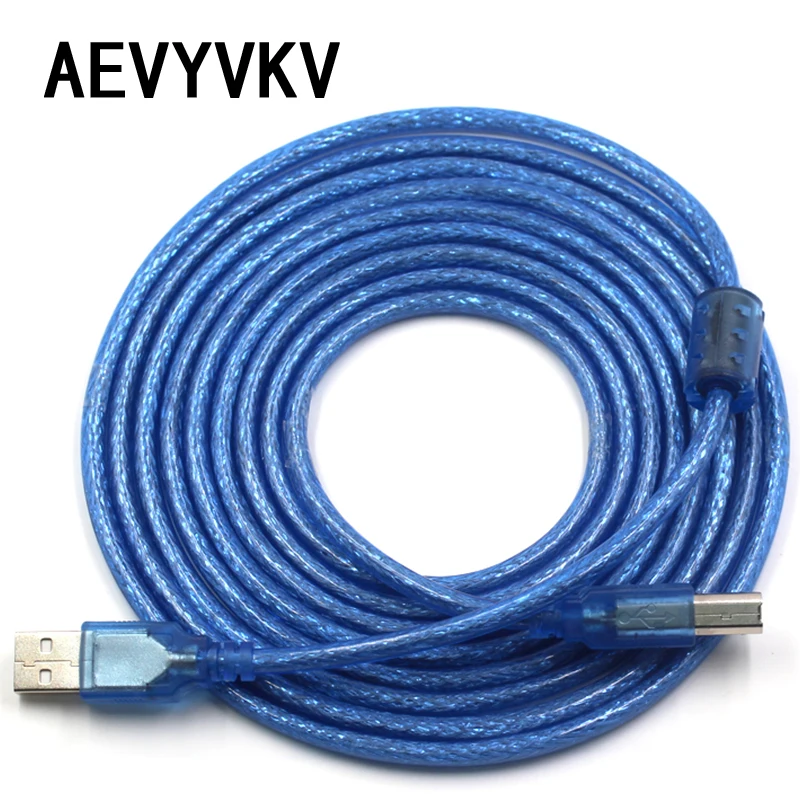 USB 2.0 Printer Cable Type A Male to Type B Male Dual Shielding High Speed Transparent Blue Data Cable 150CM 300CM 500CM