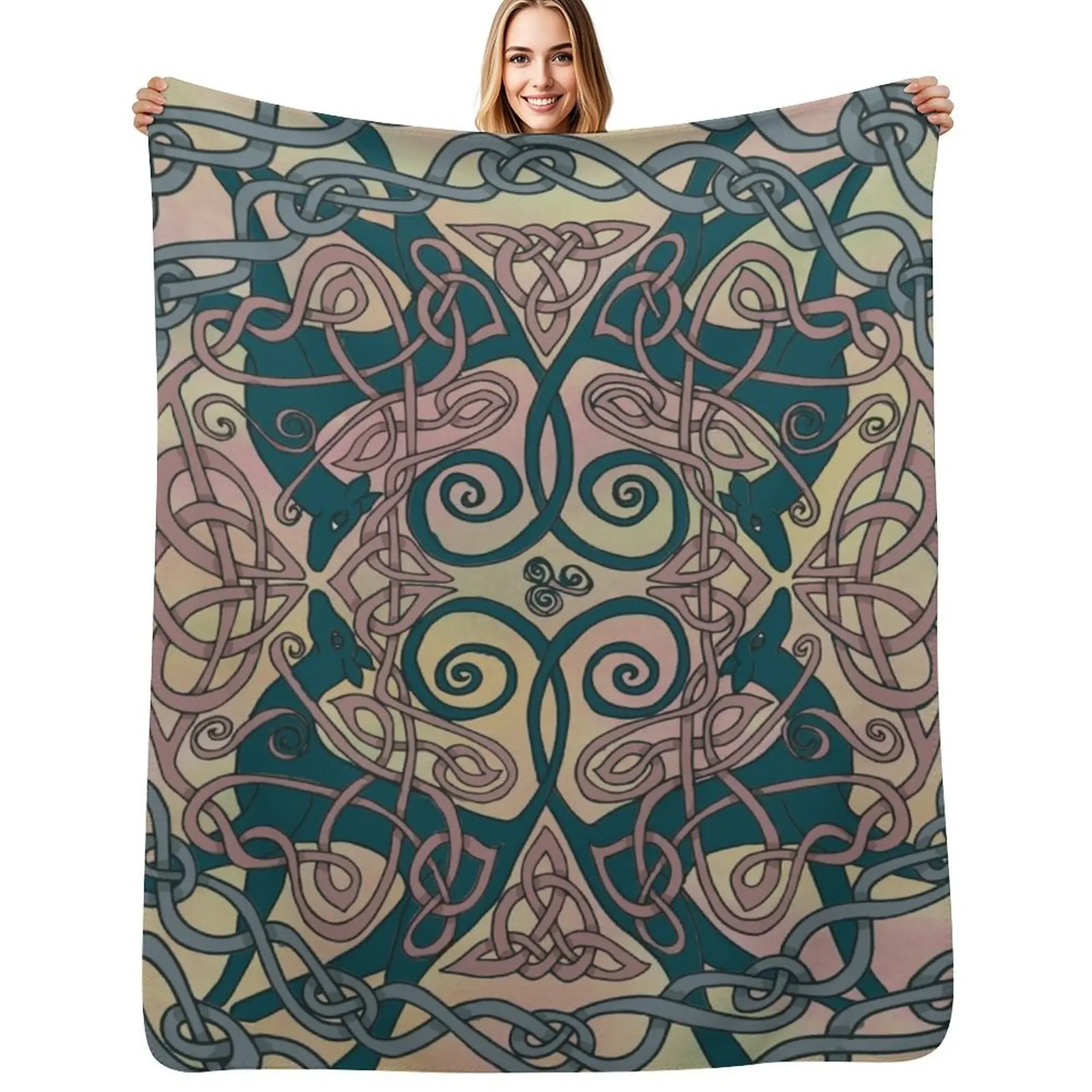 

Art Nouveau Greyhounds - Pink & Cream Throw Blanket Large Soft Big Blankets For Bed bed plaid Blankets