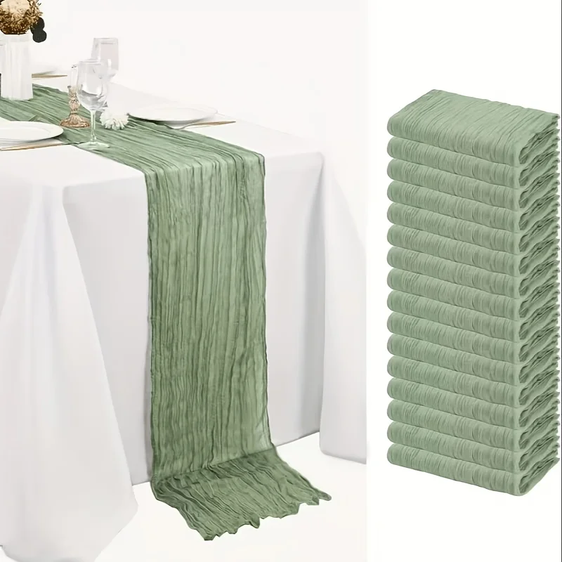 

Скатерть-дорожка из марли 16 дюймов (21,5x120 дюймов), рустикальная романтическая полупрозрачная марлевая дорожка для свадьбы